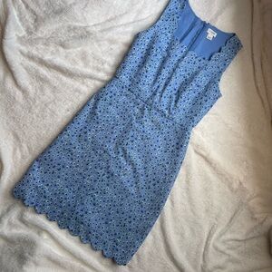 J. Crew Blue Patterned Midi Dress